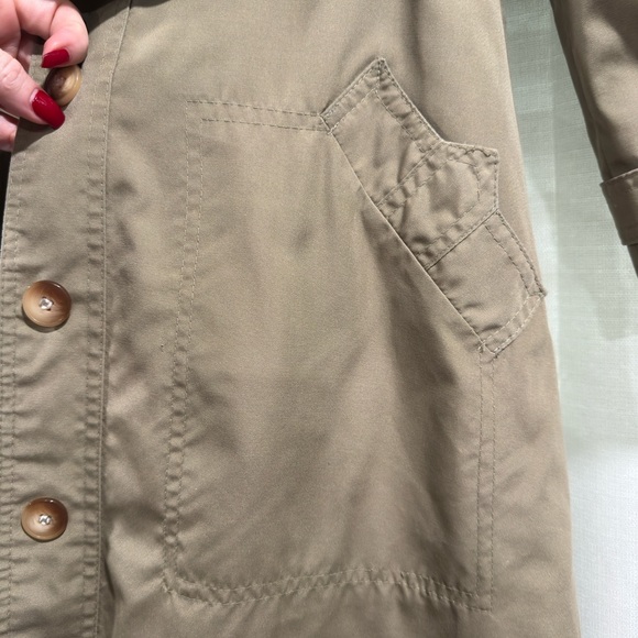Vintage Khaki Trench Coat with Removable Plaid Liner Tan Belted Overcoat Size 8 - Picture 3 of 16